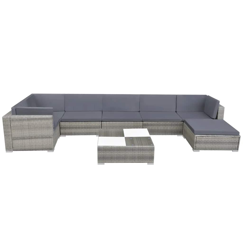 8-delige Loungeset met kussens poly rattan grijs is nu te koop bij PeponiXL, paradijselijk wonen!