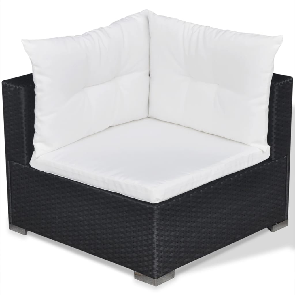 5-delige Loungeset met kussens poly rattan zwart is nu te koop bij PeponiXL, paradijselijk wonen!