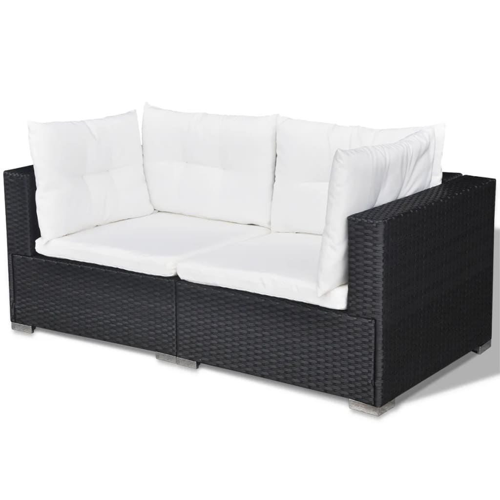 5-delige Loungeset met kussens poly rattan zwart is nu te koop bij PeponiXL, paradijselijk wonen!
