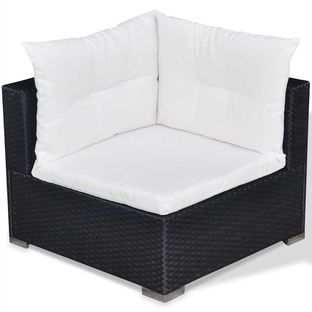 6-delige Loungeset met kussens poly rattan zwart is nu te koop bij PeponiXL, paradijselijk wonen!
