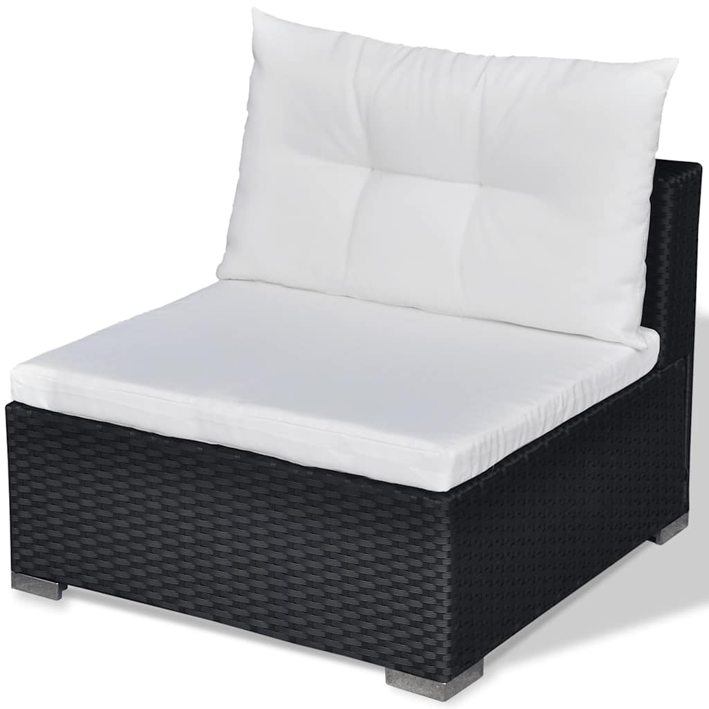 6-delige Loungeset met kussens poly rattan zwart is nu te koop bij PeponiXL, paradijselijk wonen!