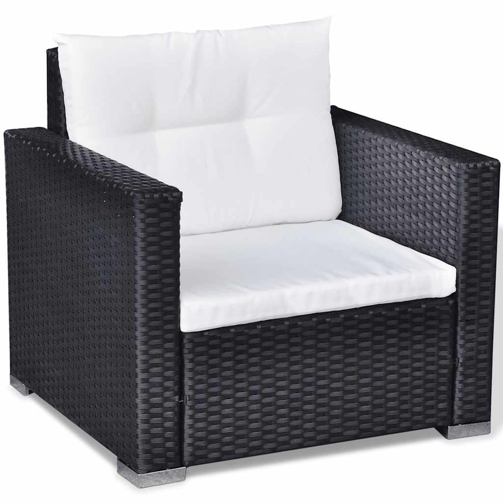 6-delige Loungeset met kussens poly rattan zwart is nu te koop bij PeponiXL, paradijselijk wonen!