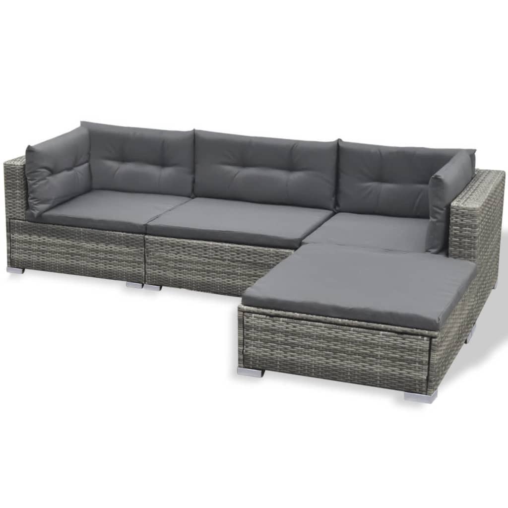 6-delige Loungeset met kussens poly rattan grijs is nu te koop bij PeponiXL, paradijselijk wonen!