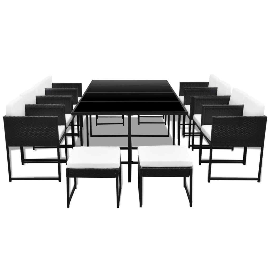 13-delige Tuinset met kussens poly rattan zwart is nu te koop bij PeponiXL, paradijselijk wonen!