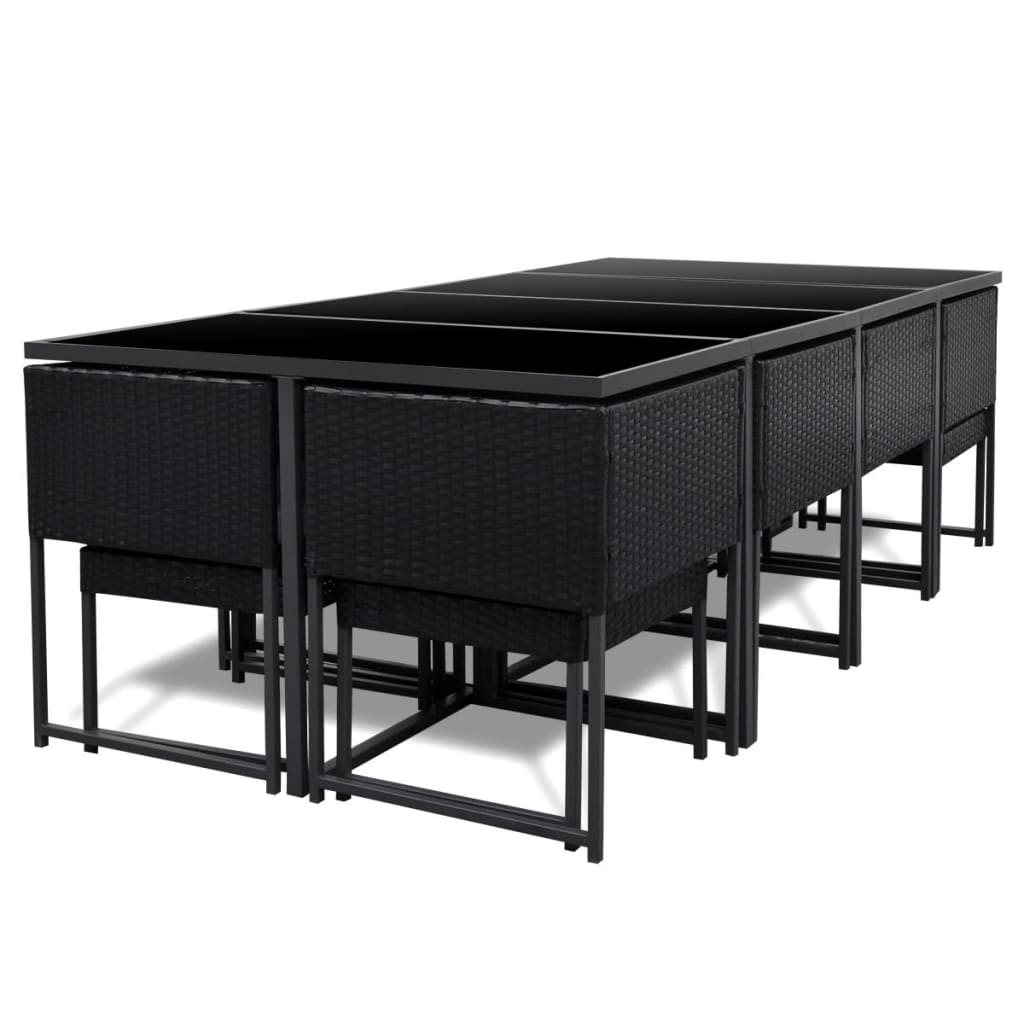 13-delige Tuinset met kussens poly rattan zwart is nu te koop bij PeponiXL, paradijselijk wonen!