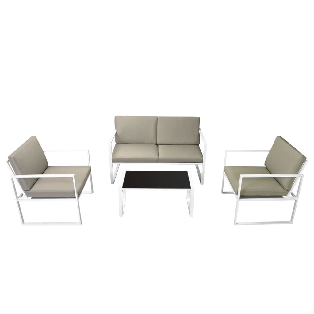 4-delige Loungeset met kussens staal wit is nu te koop bij PeponiXL, paradijselijk wonen!