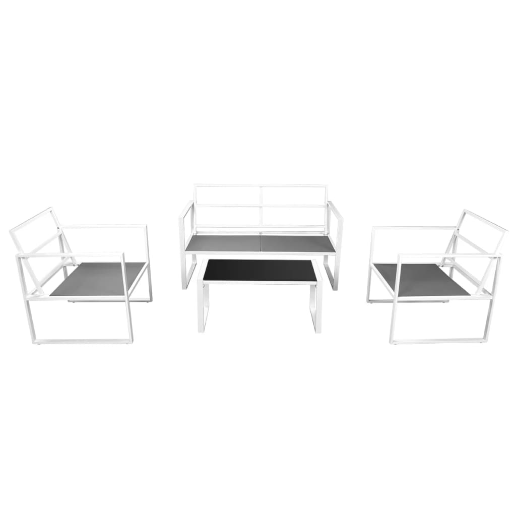 4-delige Loungeset met kussens staal wit is nu te koop bij PeponiXL, paradijselijk wonen!