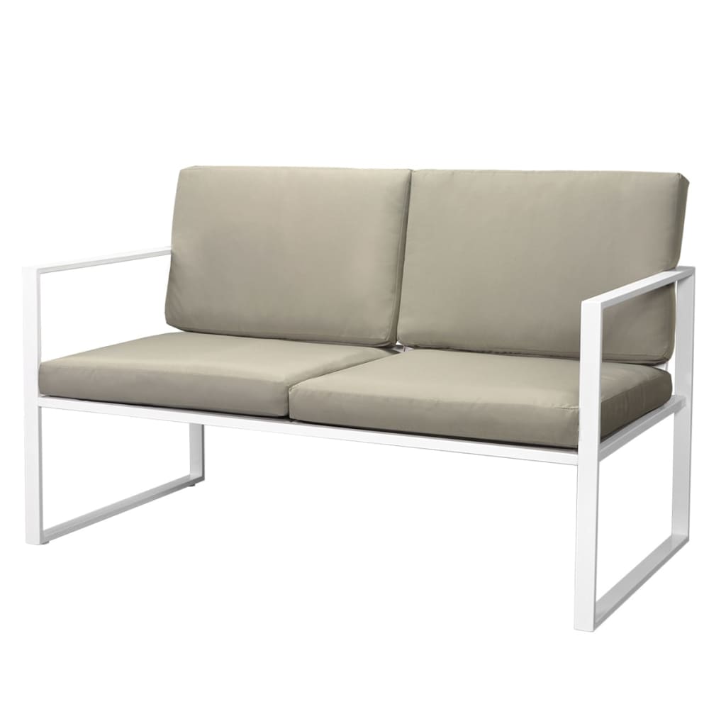4-delige Loungeset met kussens staal wit is nu te koop bij PeponiXL, paradijselijk wonen!