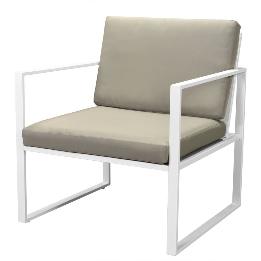 4-delige Loungeset met kussens staal wit is nu te koop bij PeponiXL, paradijselijk wonen!