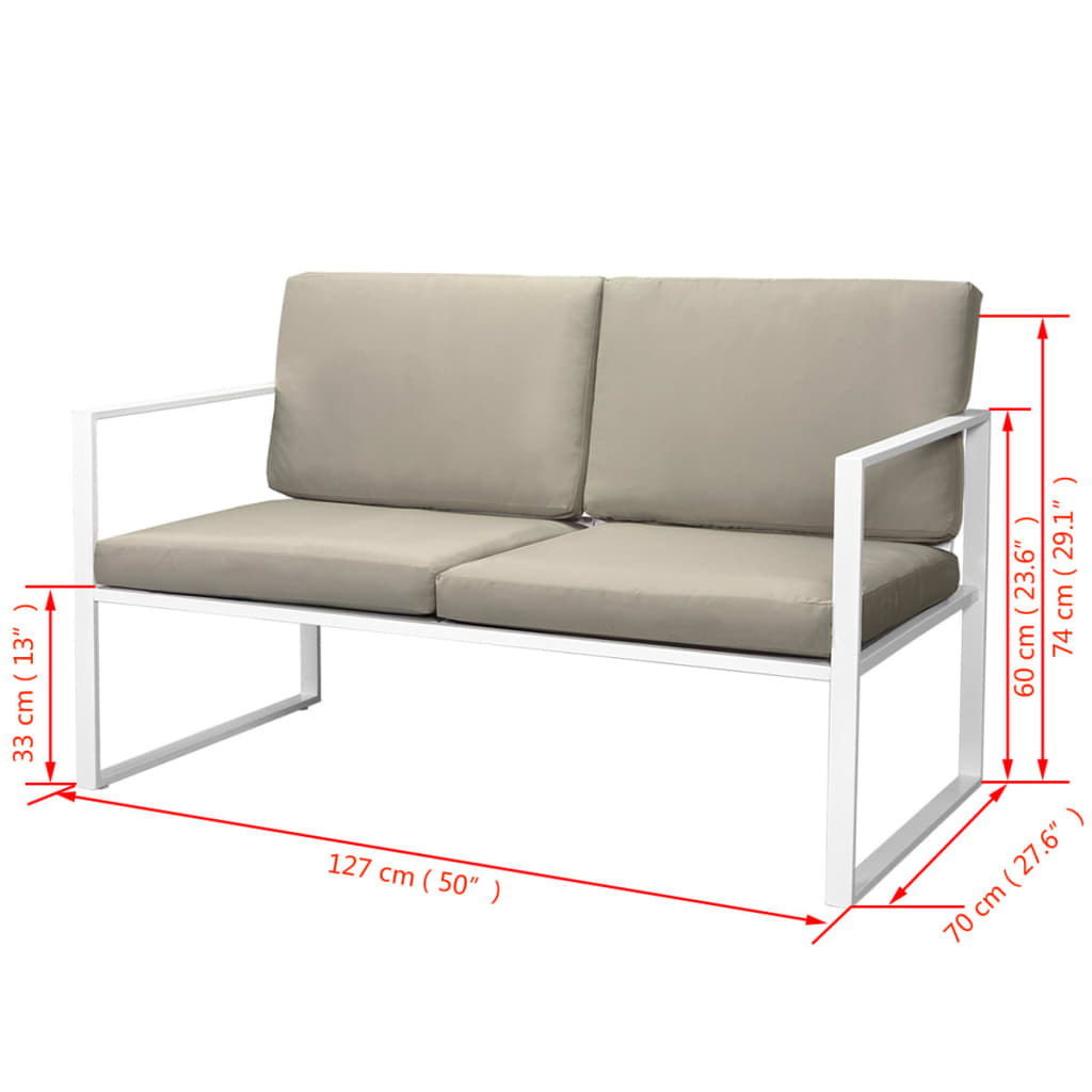 4-delige Loungeset met kussens staal wit is nu te koop bij PeponiXL, paradijselijk wonen!