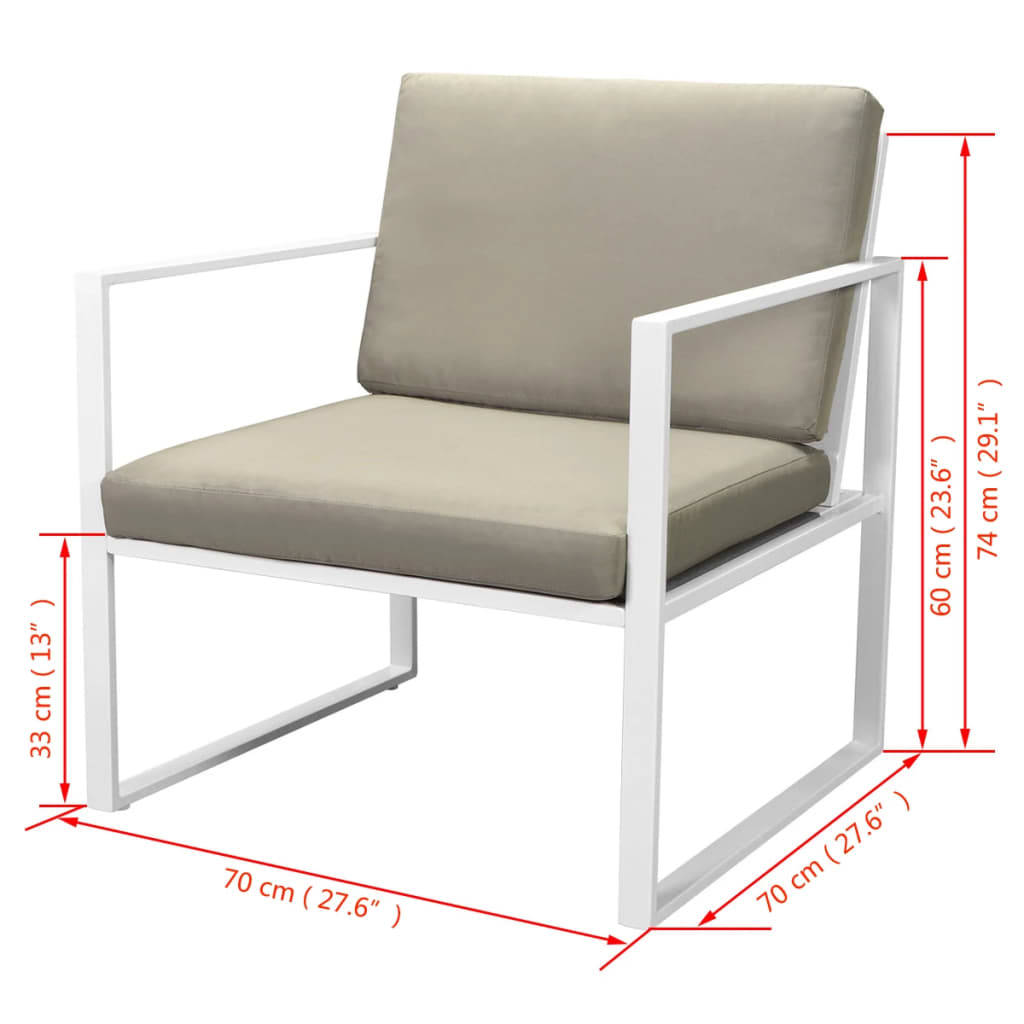 4-delige Loungeset met kussens staal wit is nu te koop bij PeponiXL, paradijselijk wonen!