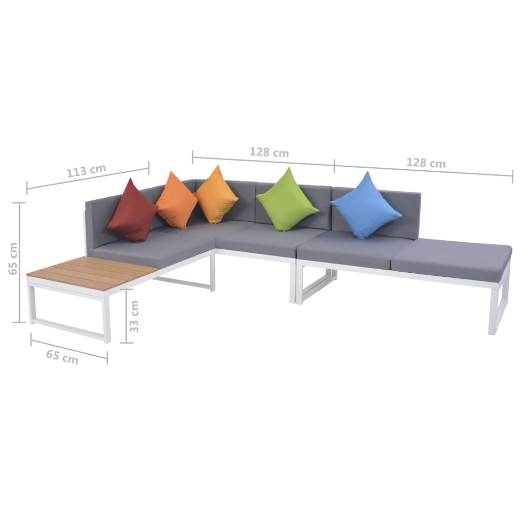5-delige Loungeset met kussens aluminium en HKC is nu te koop bij PeponiXL, paradijselijk wonen!