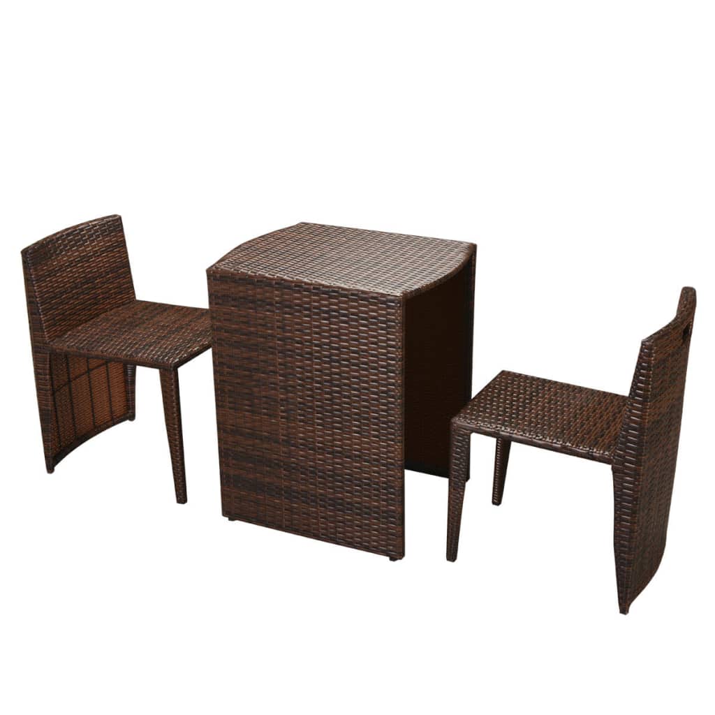 3-delige Bistroset met kussens poly rattan bruin is nu te koop bij PeponiXL, paradijselijk wonen!