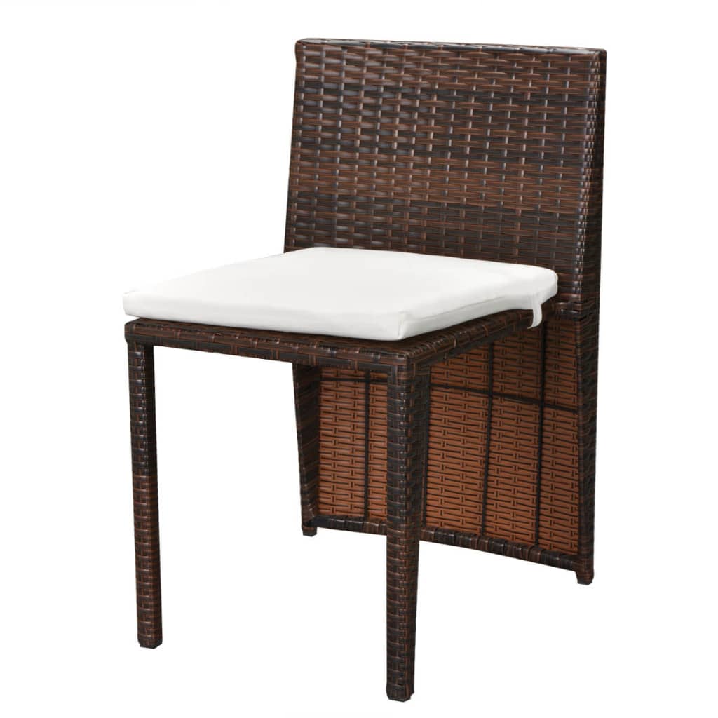 3-delige Bistroset met kussens poly rattan bruin is nu te koop bij PeponiXL, paradijselijk wonen!