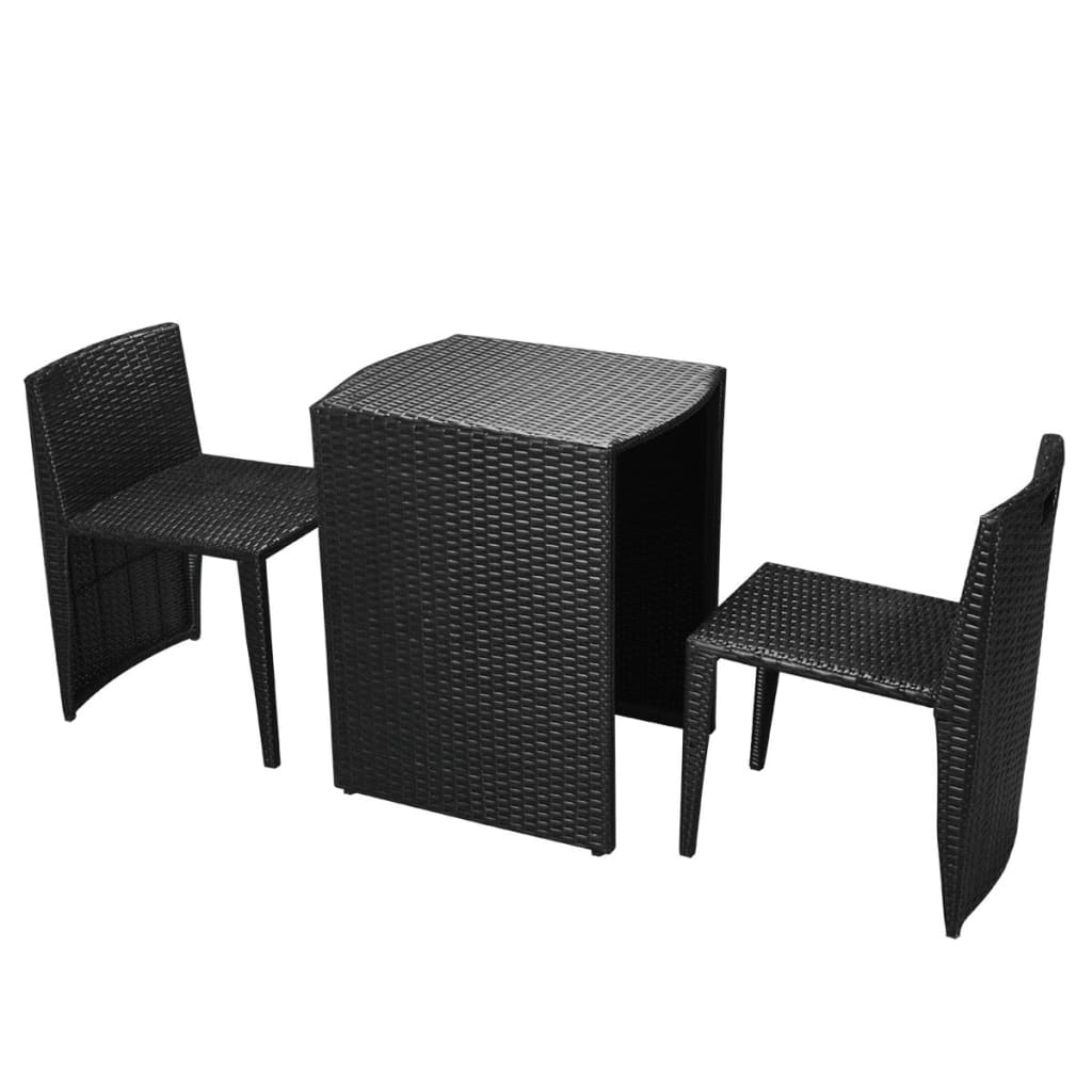 3-delige Bistroset met kussens poly rattan zwart is nu te koop bij PeponiXL, paradijselijk wonen!