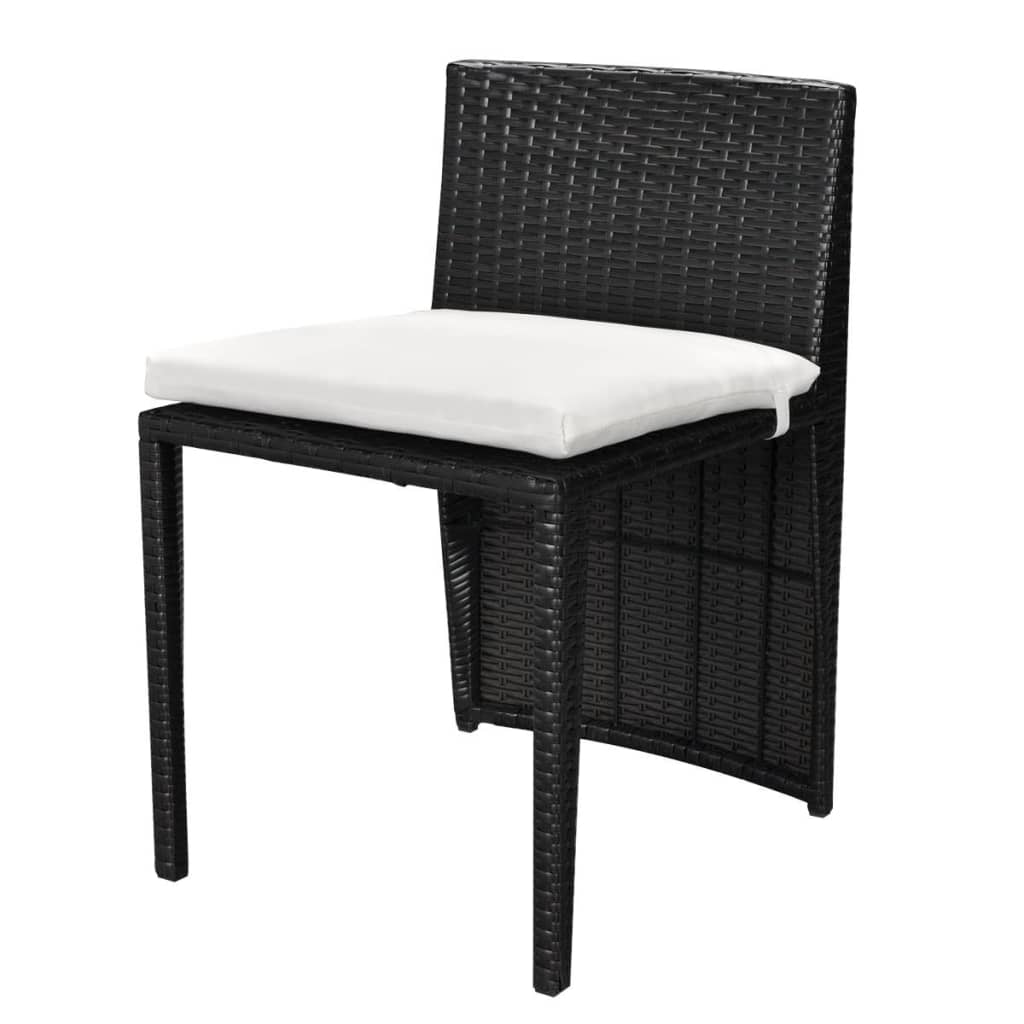 3-delige Bistroset met kussens poly rattan zwart is nu te koop bij PeponiXL, paradijselijk wonen!