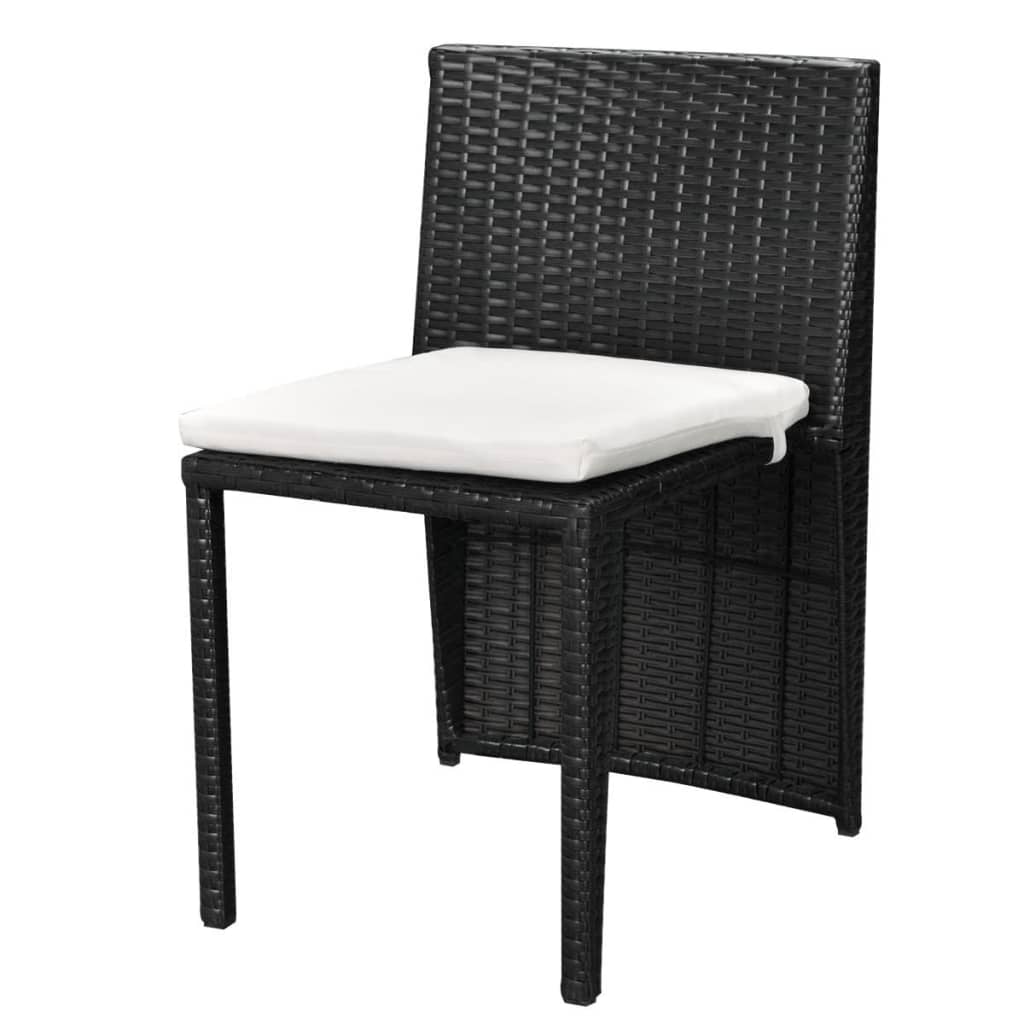 3-delige Bistroset met kussens poly rattan zwart is nu te koop bij PeponiXL, paradijselijk wonen!