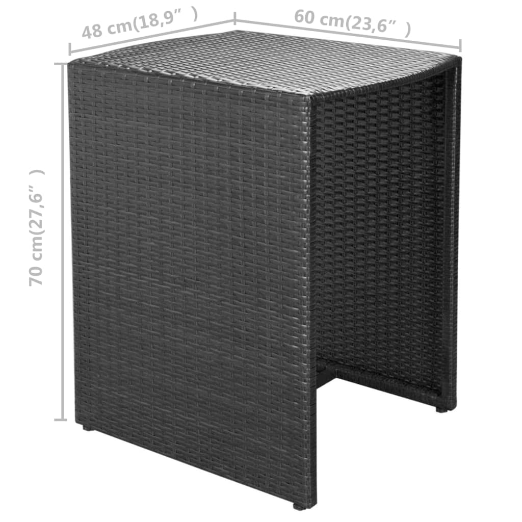 3-delige Bistroset met kussens poly rattan zwart is nu te koop bij PeponiXL, paradijselijk wonen!