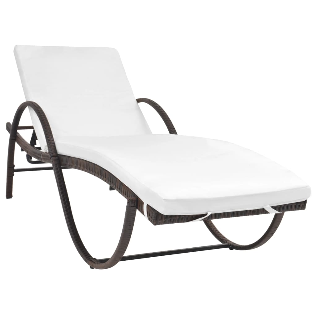 Ligbed met kussen poly rattan bruin is nu te koop bij PeponiXL, paradijselijk wonen!