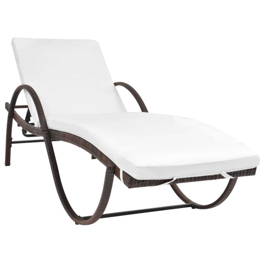 Ligbed met kussen poly rattan bruin is nu te koop bij PeponiXL, paradijselijk wonen!