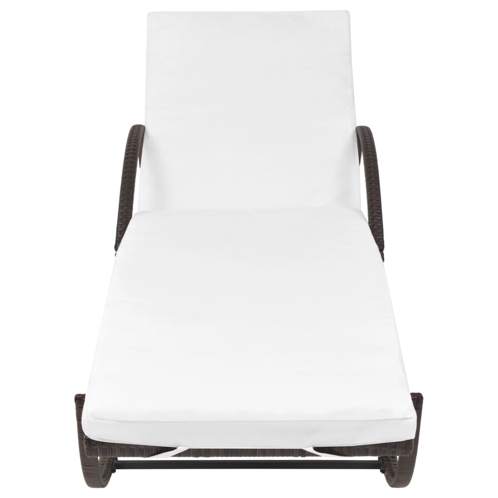 Ligbed met kussen poly rattan bruin is nu te koop bij PeponiXL, paradijselijk wonen!
