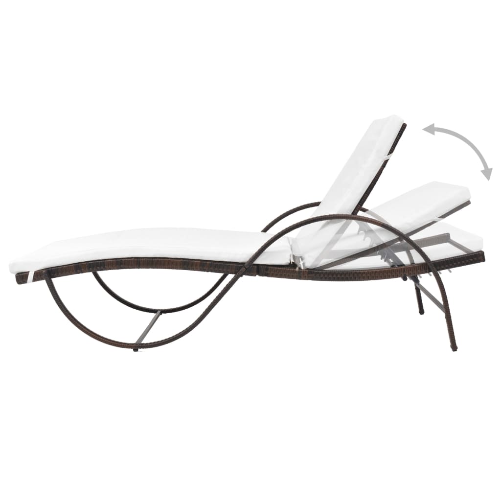 Ligbed met kussen poly rattan bruin is nu te koop bij PeponiXL, paradijselijk wonen!