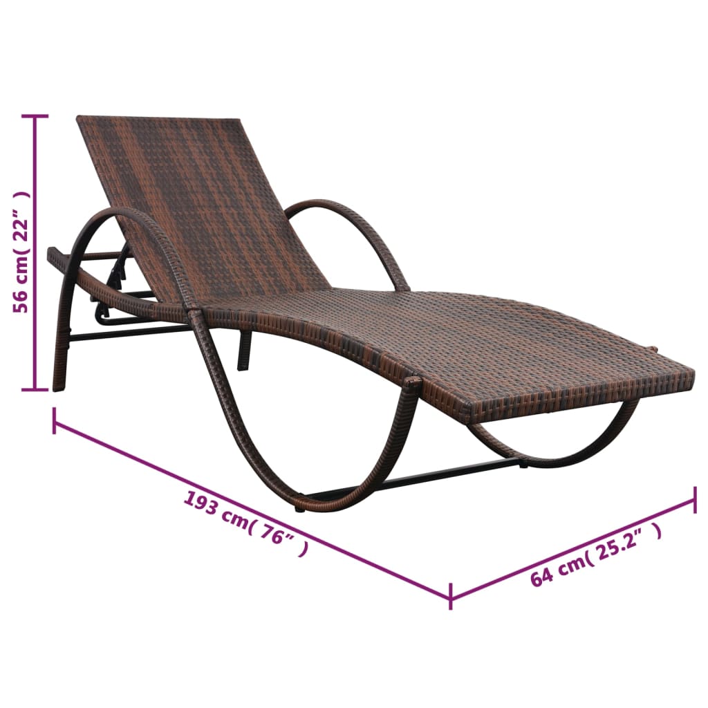 Ligbed met kussen poly rattan bruin is nu te koop bij PeponiXL, paradijselijk wonen!