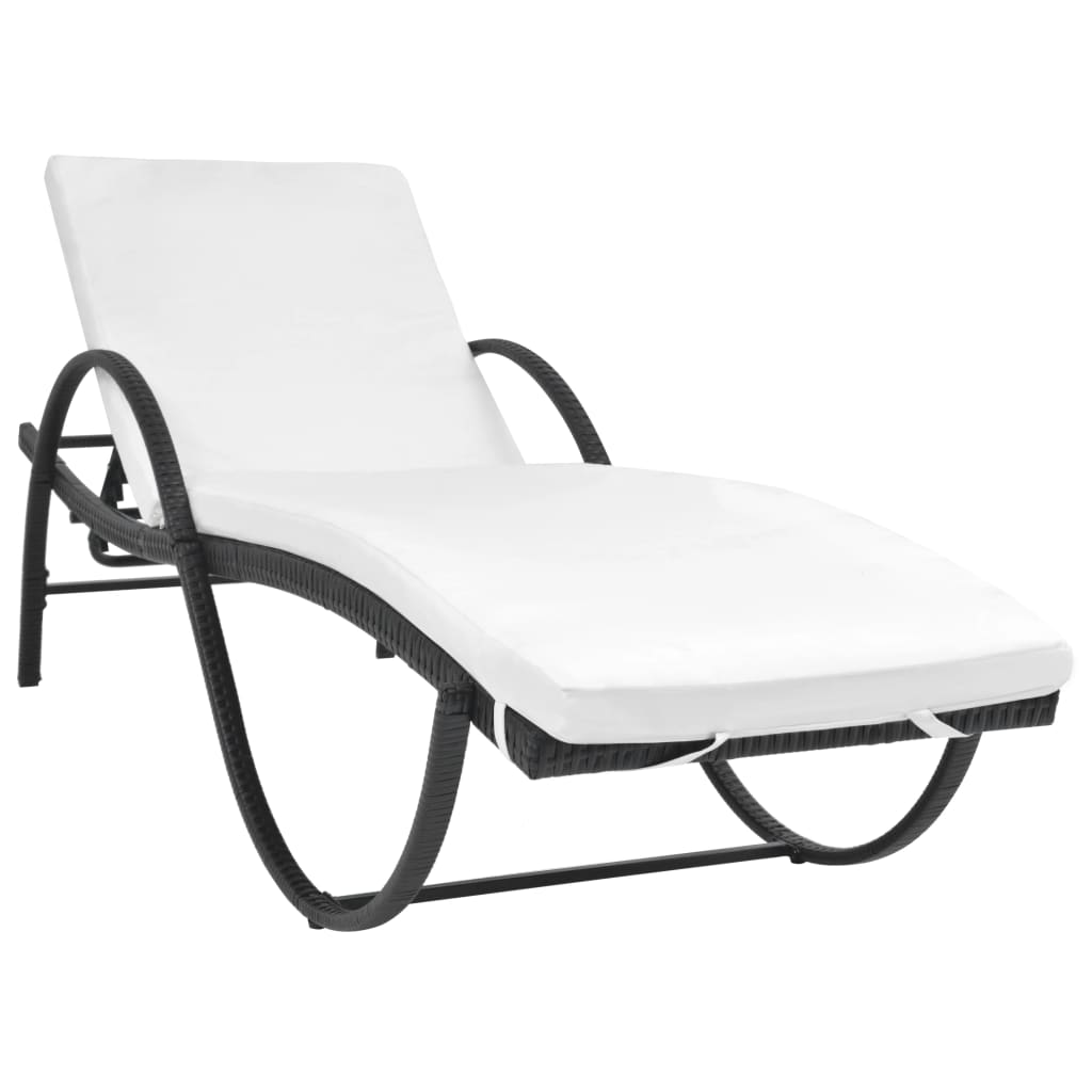 Ligbed met kussen poly rattan zwart is nu te koop bij PeponiXL, paradijselijk wonen!