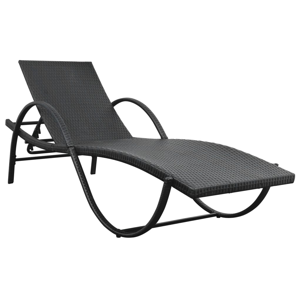 Ligbed met kussen poly rattan zwart is nu te koop bij PeponiXL, paradijselijk wonen!