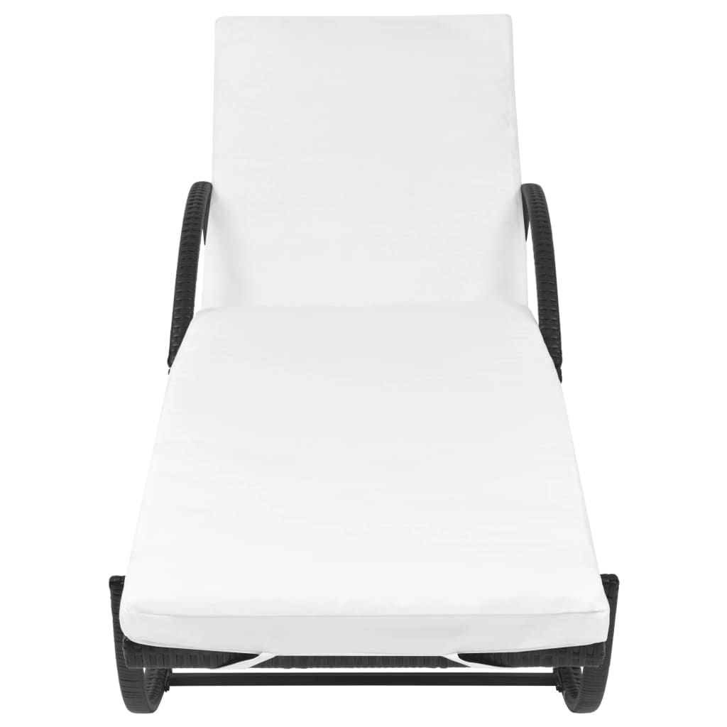 Ligbed met kussen poly rattan zwart is nu te koop bij PeponiXL, paradijselijk wonen!