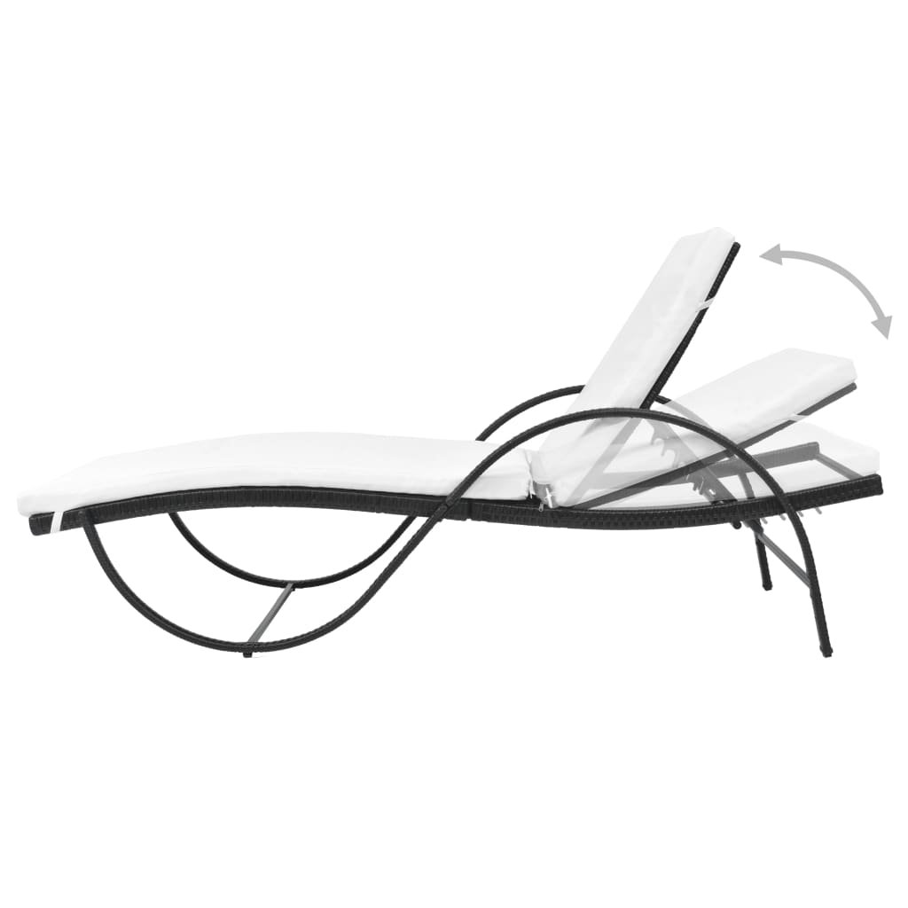 Ligbed met kussen poly rattan zwart is nu te koop bij PeponiXL, paradijselijk wonen!