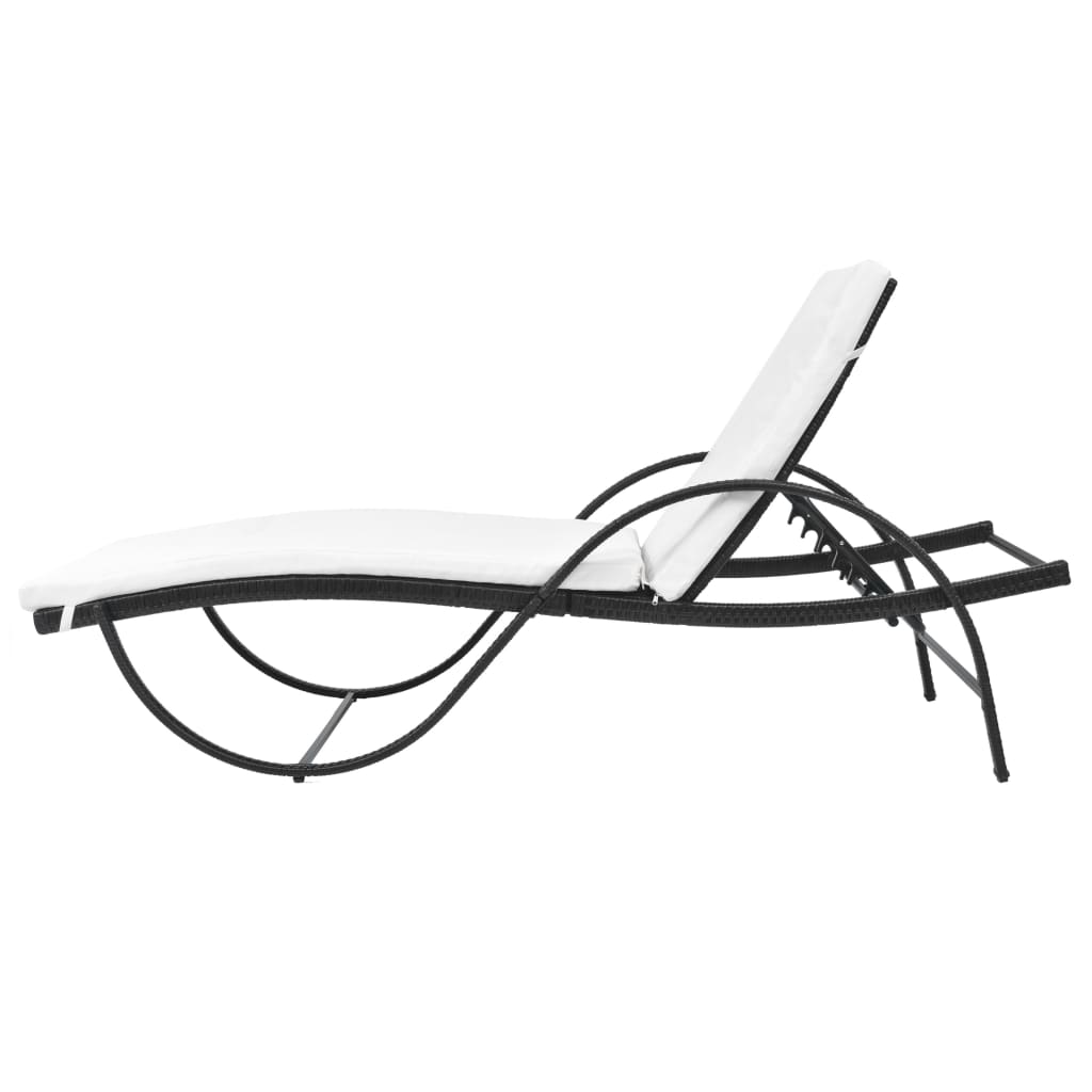 Ligbed met kussen poly rattan zwart is nu te koop bij PeponiXL, paradijselijk wonen!