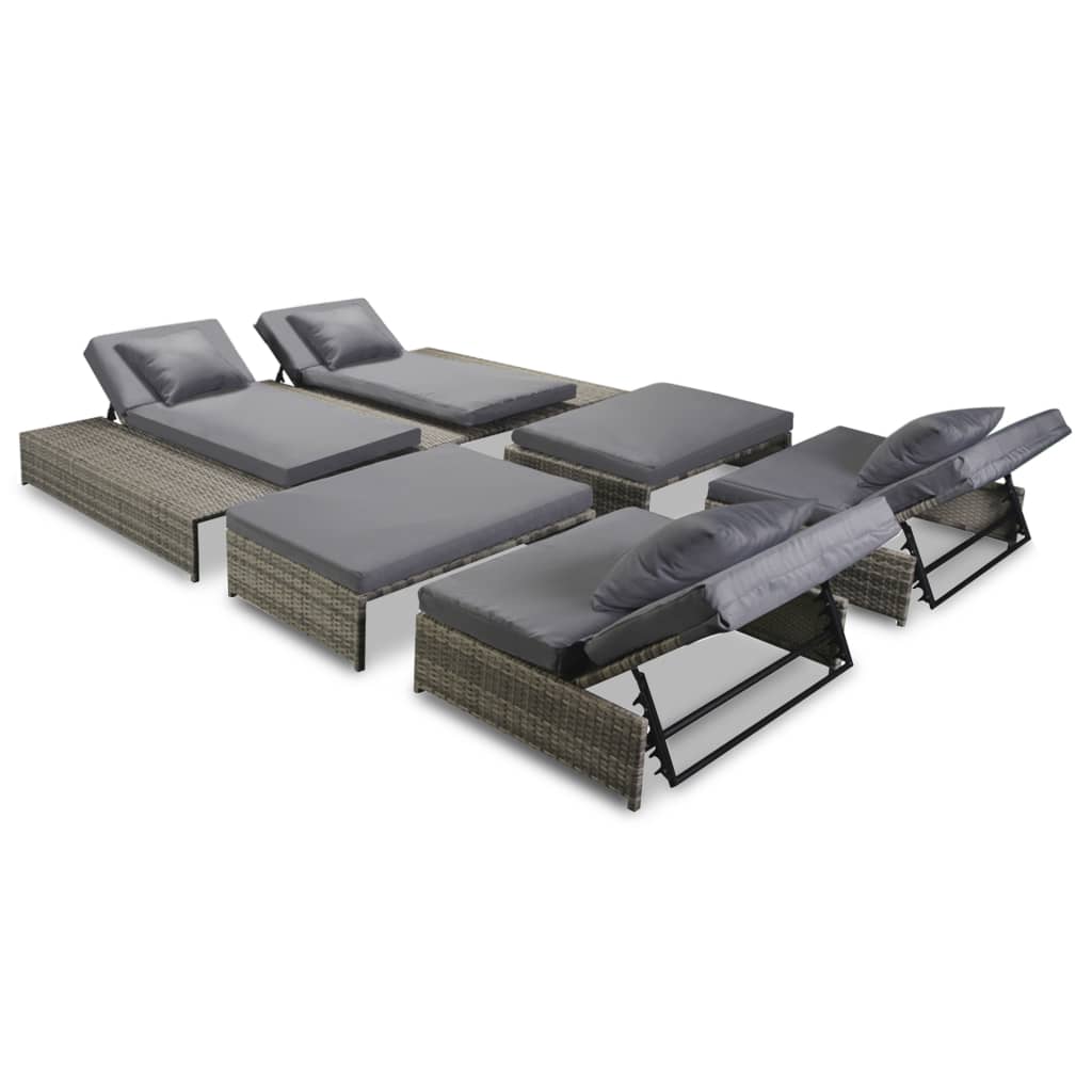 5-delige Loungeset met kussens poly rattan grijs is nu te koop bij PeponiXL, paradijselijk wonen!