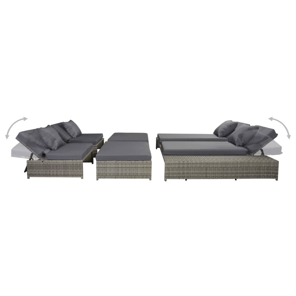 5-delige Loungeset met kussens poly rattan grijs is nu te koop bij PeponiXL, paradijselijk wonen!
