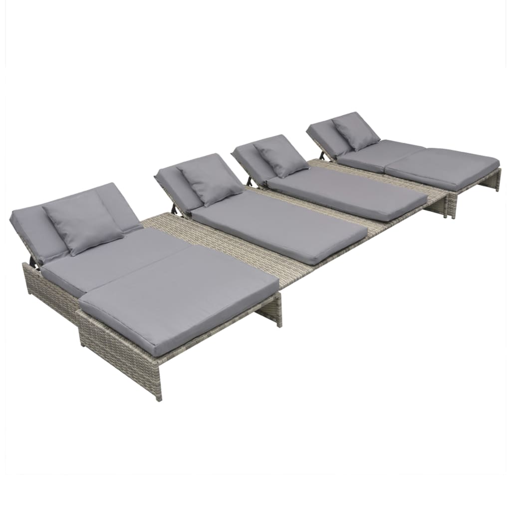 5-delige Loungeset met kussens poly rattan grijs is nu te koop bij PeponiXL, paradijselijk wonen!
