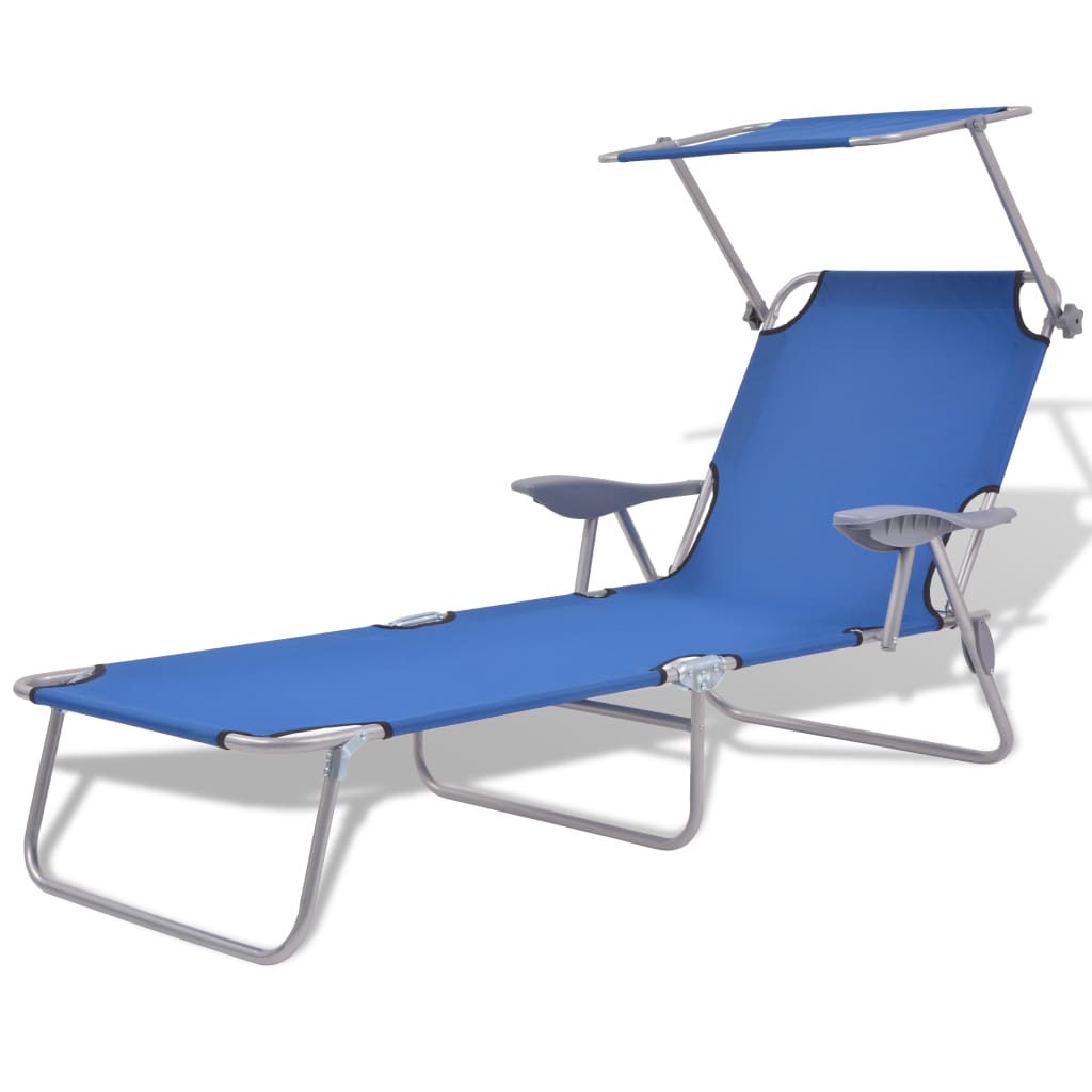 Ligbed met luifel staal blauw is nu te koop bij PeponiXL, paradijselijk wonen!