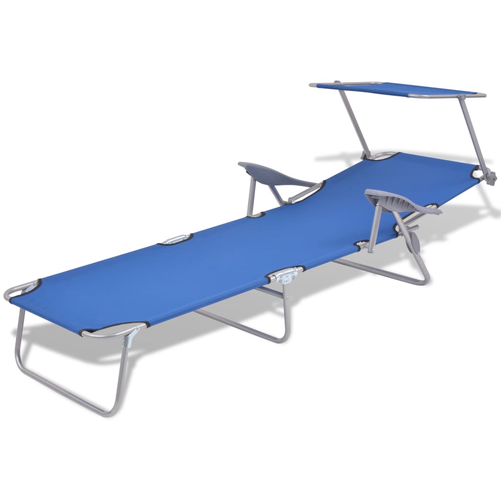 Ligbed met luifel staal blauw is nu te koop bij PeponiXL, paradijselijk wonen!