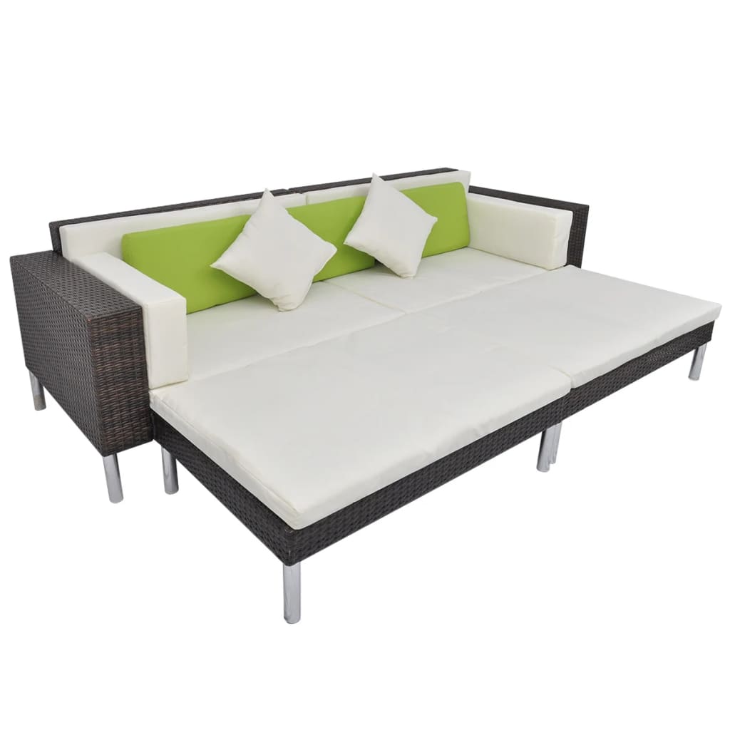 4-delige Loungeset met kussens poly rattan bruin is nu te koop bij PeponiXL, paradijselijk wonen!