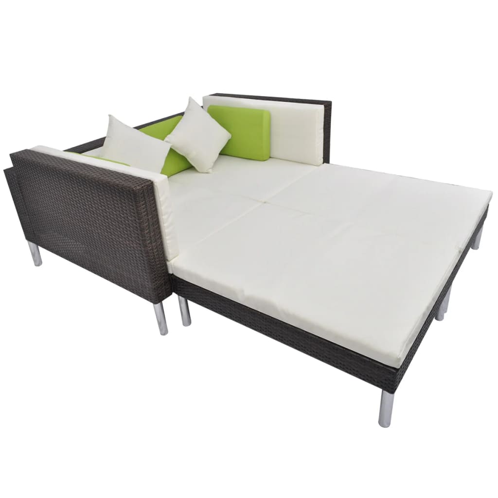 4-delige Loungeset met kussens poly rattan bruin is nu te koop bij PeponiXL, paradijselijk wonen!