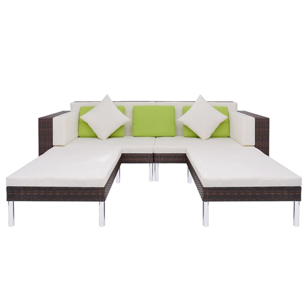 4-delige Loungeset met kussens poly rattan bruin is nu te koop bij PeponiXL, paradijselijk wonen!