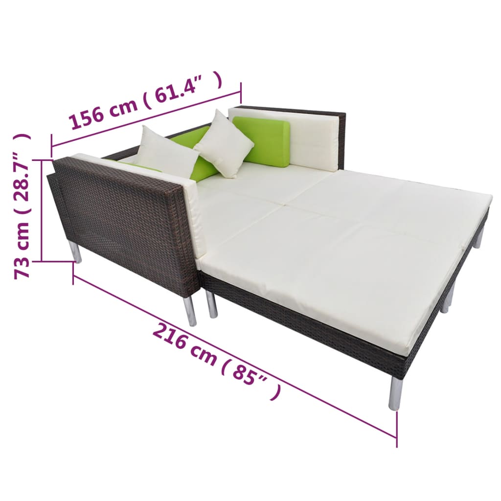 4-delige Loungeset met kussens poly rattan bruin is nu te koop bij PeponiXL, paradijselijk wonen!