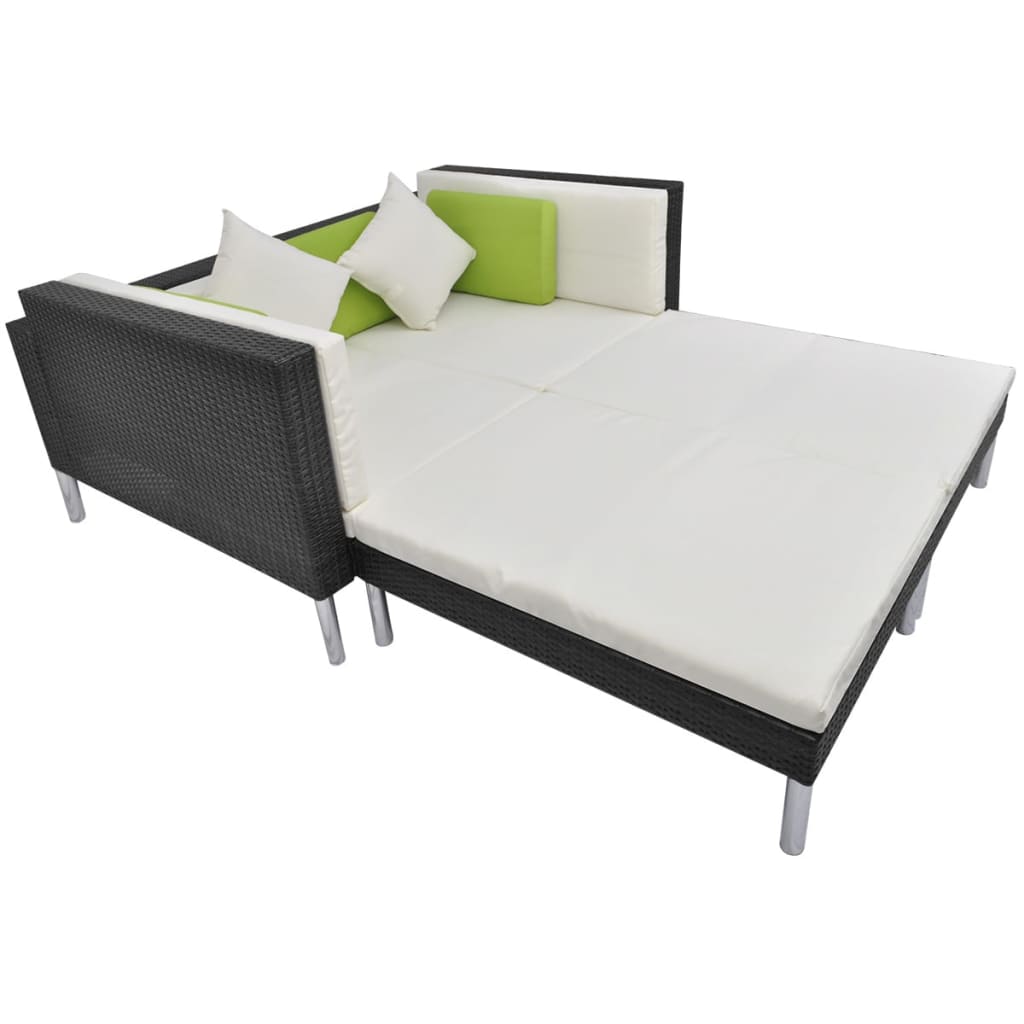 4-delige Loungeset met kussens poly rattan zwart is nu te koop bij PeponiXL, paradijselijk wonen!