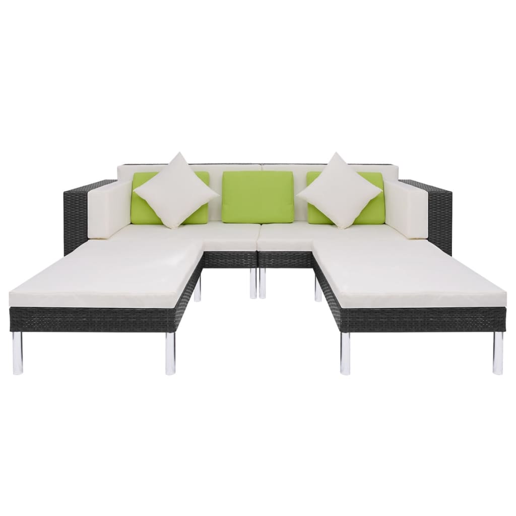 4-delige Loungeset met kussens poly rattan zwart is nu te koop bij PeponiXL, paradijselijk wonen!