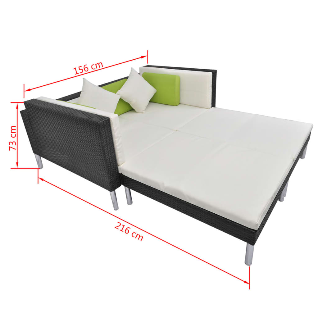 4-delige Loungeset met kussens poly rattan zwart is nu te koop bij PeponiXL, paradijselijk wonen!