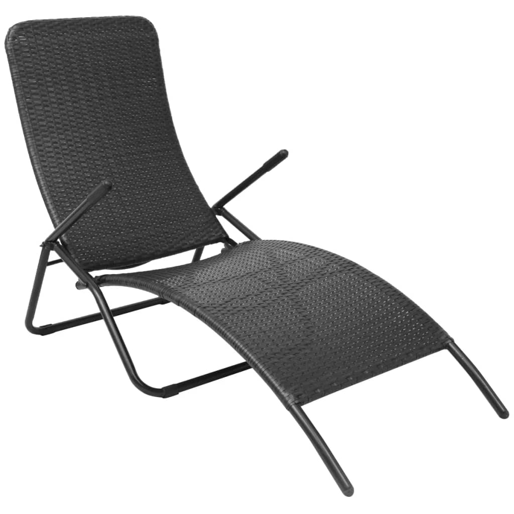 Inklapbaar ligbed poly rattan zwart is nu te koop bij PeponiXL, paradijselijk wonen!