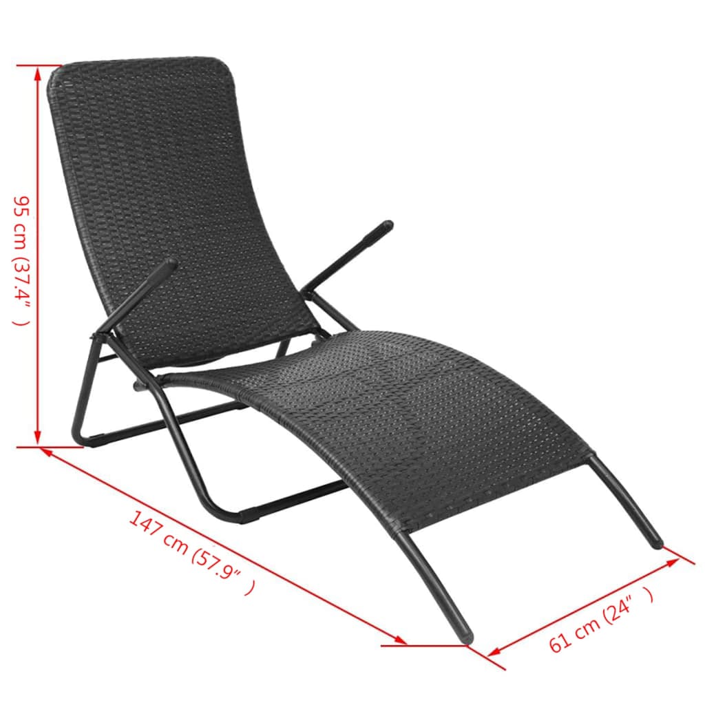 Inklapbaar ligbed poly rattan zwart is nu te koop bij PeponiXL, paradijselijk wonen!