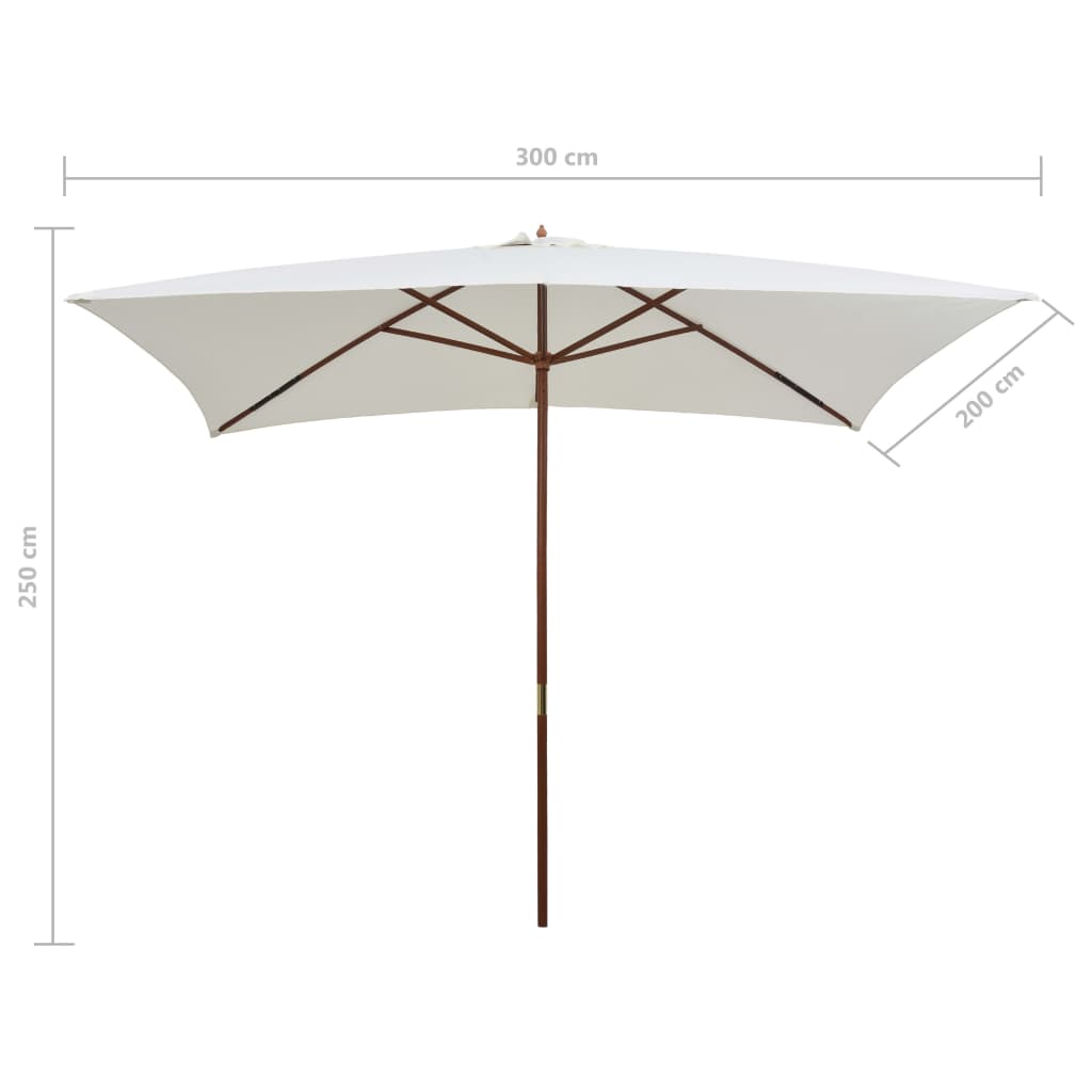 Parasol met houten paal 200x300 cm crèmewit is nu te koop bij PeponiXL, paradijselijk wonen!