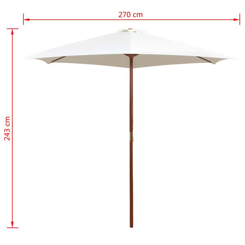 Parasol 270x270 cm houten paal crèmewit is nu te koop bij PeponiXL, paradijselijk wonen!