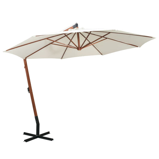 Zweefparasol met houten paal 350 cm wit is nu te koop bij PeponiXL, paradijselijk wonen!