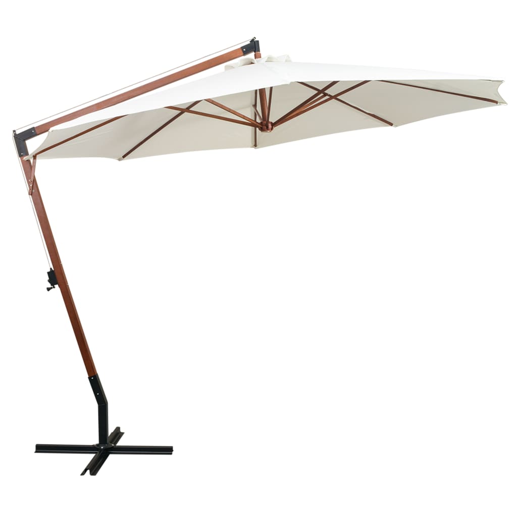 Zweefparasol met houten paal 350 cm wit is nu te koop bij PeponiXL, paradijselijk wonen!